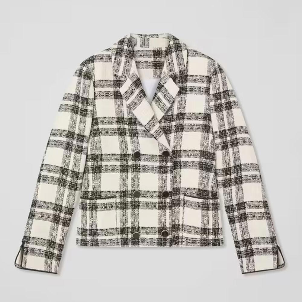 L.K. Bennett Clarisse Black And Birch Double Breasted Jacket